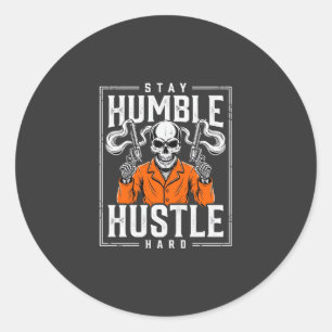 Halloween Schedel Blijf Bescheiden Werk Hard Ronde Sticker