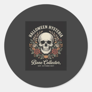 Halloween Schedel Bloemrijk Bot Collecteur Ontwerp Ronde Sticker
