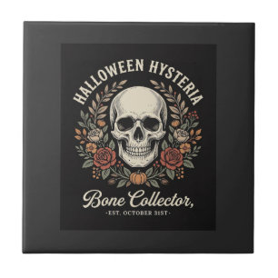 Halloween Schedel Bloemrijk Bot Verzamelaar Ontwer Tegeltje