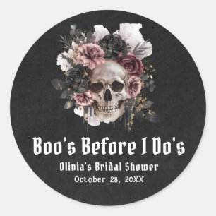 Halloween Schedel Boo's Before I Do's Bruidsfeest Ronde Sticker