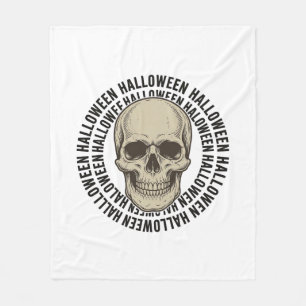 Halloween Schedel Cirkel Vintage Gravure Ontwerp_1 Fleece Deken
