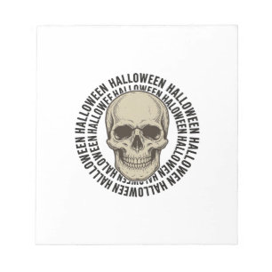 Halloween Schedel Cirkel Vintage Gravure Ontwerp_1 Notitieblok