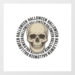 Halloween Schedel Cirkel Vintage Gravure Ontwerp_1 Raamsticker