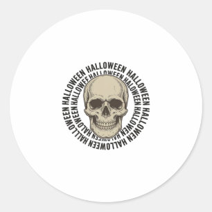 Halloween Schedel Cirkel Vintage Gravure Ontwerp_1 Ronde Sticker