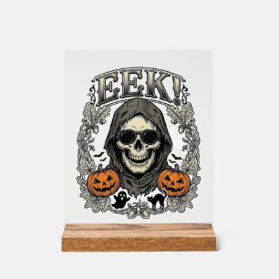 Halloween Schedel Grafische Vintage Gravure Shirt Acryl Bord