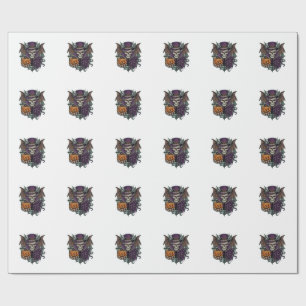 Halloween Schedel Hoed Vleermuis Vleugels Pompoen Cadeaupapier