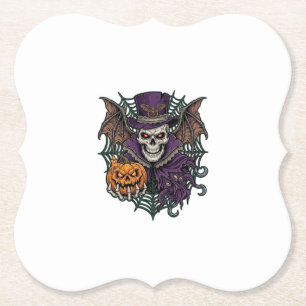 Halloween Schedel Hoed Vleermuis Vleugels Pompoen Kartonnen Onderzetters