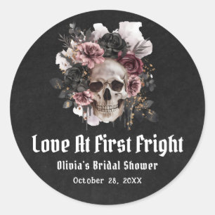 Halloween Schedel Liefde Op Het Eerste Verschrikki Ronde Sticker