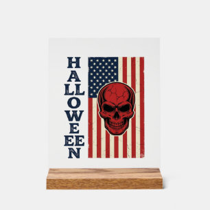 Halloween Schedel Patriottische Vintage Verschrikk Acryl Bord
