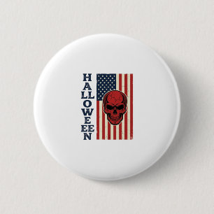 Halloween Schedel Patriottische Vintage Verschrikk Ronde Button 5,7 Cm