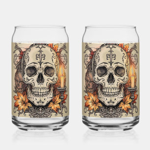 Halloween,Schedel Patroon, Kaarslicht Calavera Blikvorm Glas