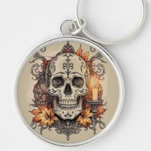 Halloween,Schedel Patroon, Kaarslicht Calavera Sleutelhanger