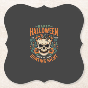 Halloween Schedel Pompoen Jacht Nacht Ontwerp_1 Kartonnen Onderzetters