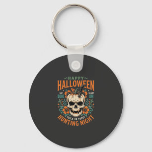 Halloween Schedel Pompoen Jacht Nacht Ontwerp_1 Sleutelhanger
