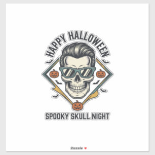 Halloween Schedel Shirt Vintage Gravure Grafisch_1 Sticker