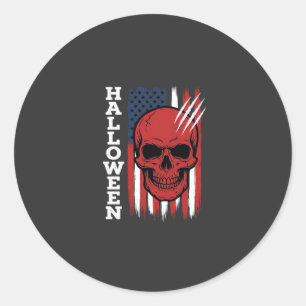Halloween Schedel Vlag Vectorontwerp_1 Ronde Sticker