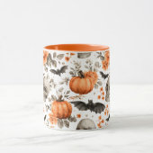 Halloween schedel vleermuizen en bloemen mok (Midden)