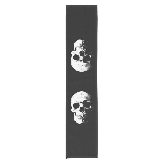 Halloween schedel zwart en wit aangepaste Sjabloon Korte Tafelloper (Voorkant)