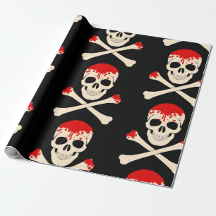 halloween schedelbeenderen bloederig skelet cadeaupapier