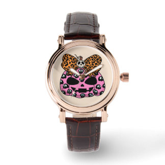 Halloween, Schedelpatroon Gezicht Pompoen Horloge
