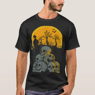 Halloween Schedels Hoofden Maan Skelet Kostuum Kin T-shirt