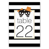 Halloween schedels strepen bruiloft tafel nummer kaart (Achterkant)