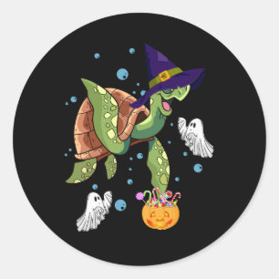 Halloween schildpad schildpad heks Pet spook kostu Ronde Sticker