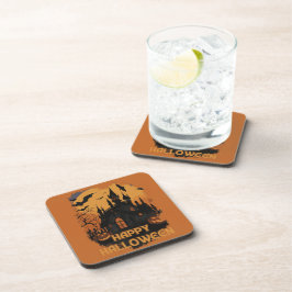 Halloween-Schloss unter Mondlicht Bier Onderzetter