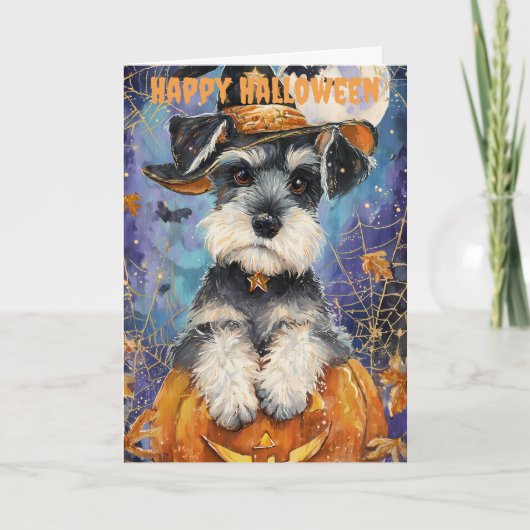 Halloween Schnauzer Dog Feestdagen Kaart (Voorkant)