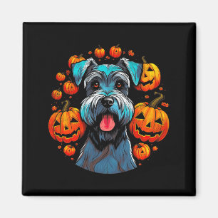 Halloween Schnauzer hond Zwart Premium Tri-Blend Magneet