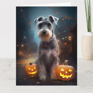 Halloween Schnauzer met pompoenen Kaart