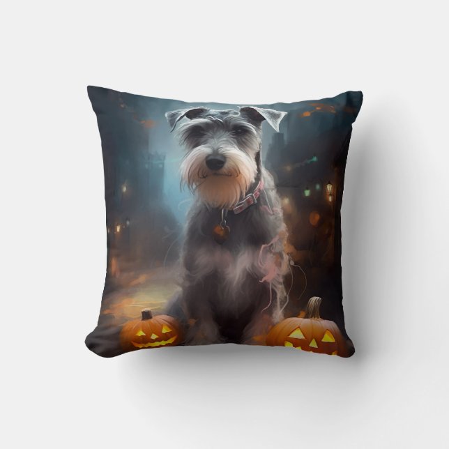 Halloween Schnauzer met pompoenen Kussen (Voorkant)
