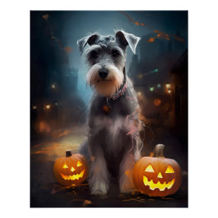 Halloween Schnauzer met pompoenen Perfect Poster