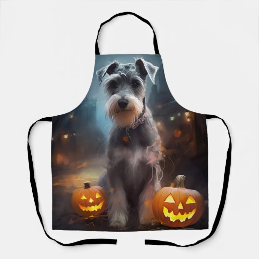 Halloween Schnauzer met pompoenen Schort (Voorkant)