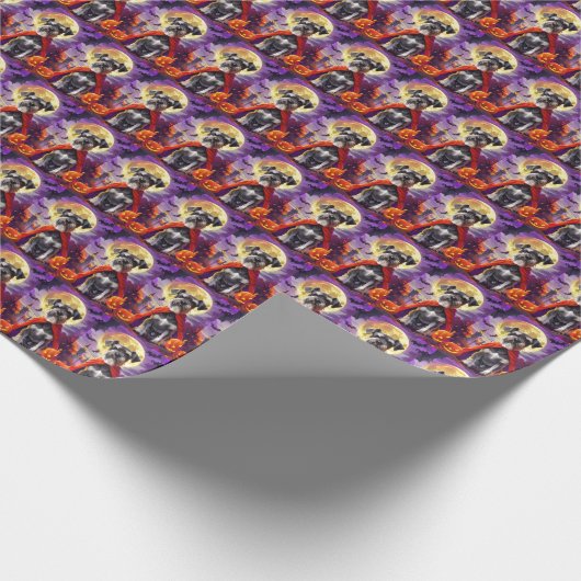 Halloween Schnauzer Vampire Pumpkins eng Cadeaupapier (Hoek)