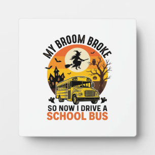 Halloween Schoolbus Heks Vintage Onderwijsontwerp_ Fotoplaat