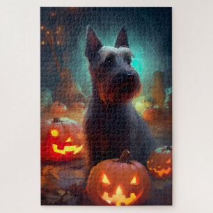 Halloween Schotse Terriër Met Pompoenen Eng Legpuzzel