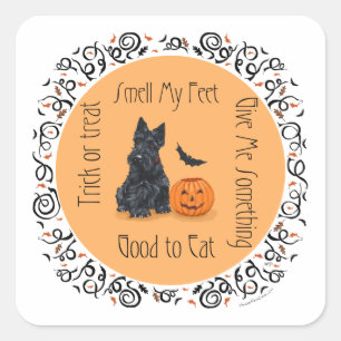 Halloween Schotse Terrier Vierkante Sticker