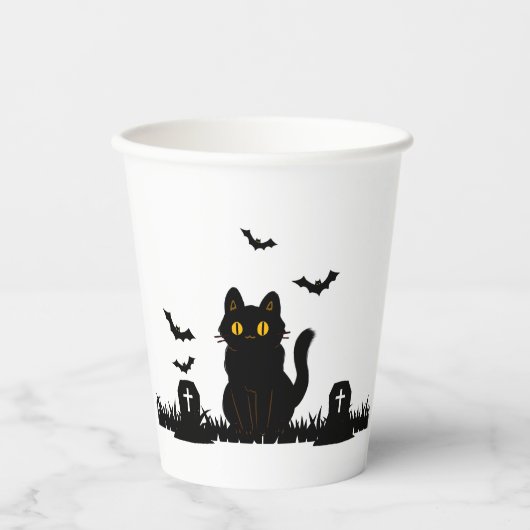Halloween Schwarze Katze Pappbecher Papieren Bekers (Voorkant)