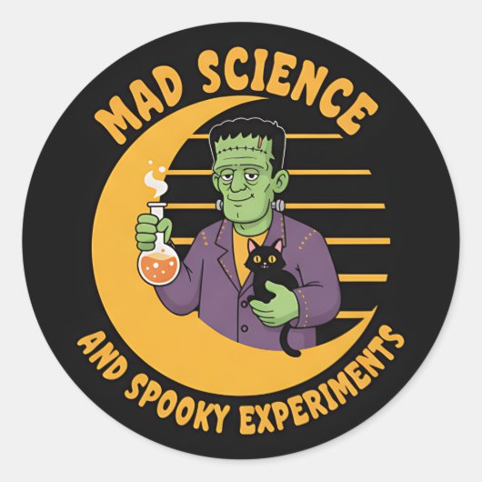 Halloween Science Sticker met Schattigee Frankenst (Voorkant)