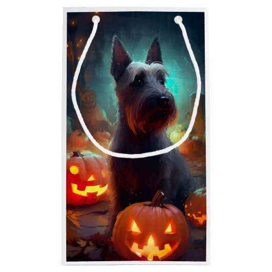 Halloween Scottish Terrier met pomkins Scary Klein Cadeauzakje (Achterkant)