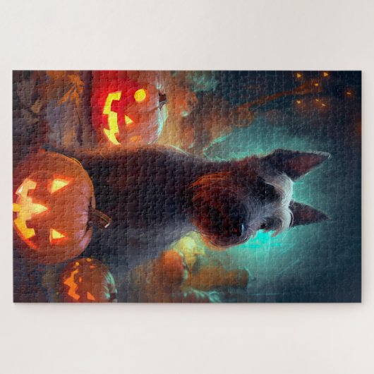 Halloween Scottish Terrier met pomkins Scary Legpuzzel (Horizontaal)