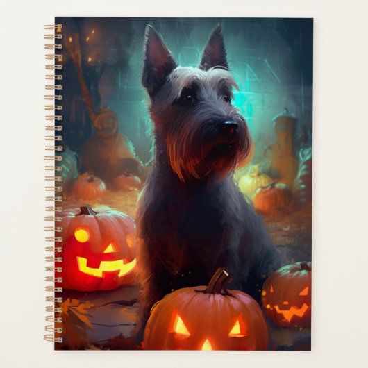 Halloween Scottish Terrier met pomkins Scary Planner (Voorkant)