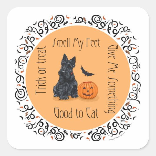 Halloween Scottish Terrier Vierkante Sticker (Voorkant)