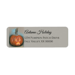 Halloween Screaming Jack O Lantern Pumpkin Pastel Etiket