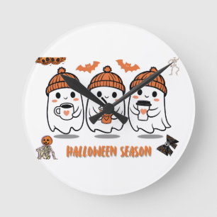 Halloween-seizoen – leuke spookachtige koffie ronde klok