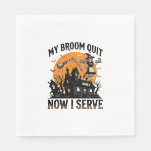 Halloween serveerster shirt bezem gebroken humor_1 servet