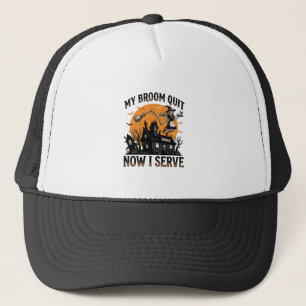 Halloween serveerster shirt bezem gebroken humor_1 trucker pet
