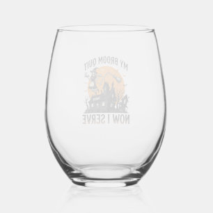 Halloween serveerster shirt bezem gebroken humor_1 wijnglas zonder voet