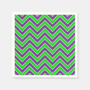 Halloween Servet/Groene en Paarse Chevron Servet